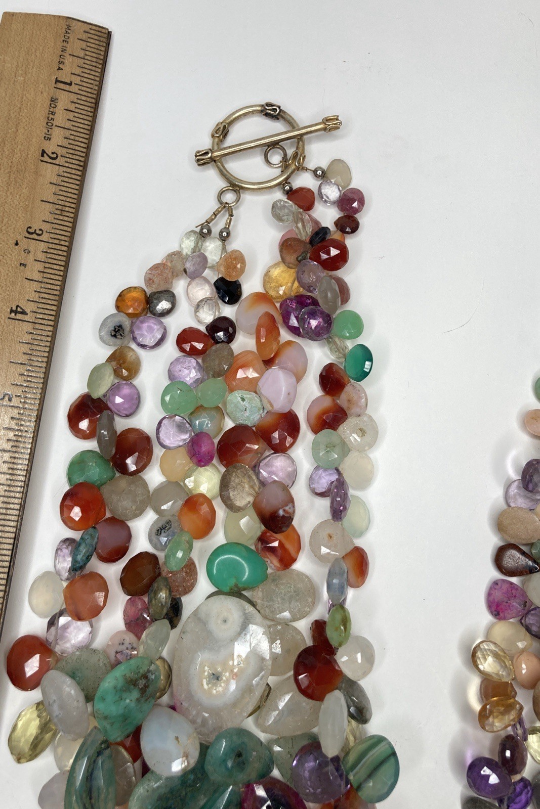 2 Multi-Colored & Multi-Strand Faceted Natural Crystal Bead Necklaces 17” & 18”