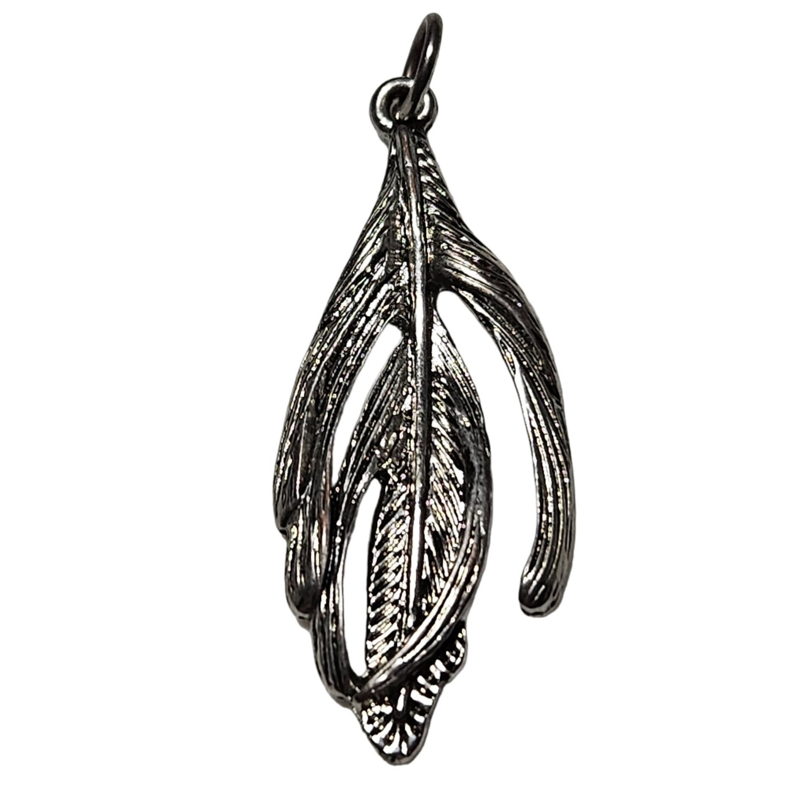 Vintage Leaf Pendant Charm Southwest Nature Silver Tone Fashion Jewelry Women