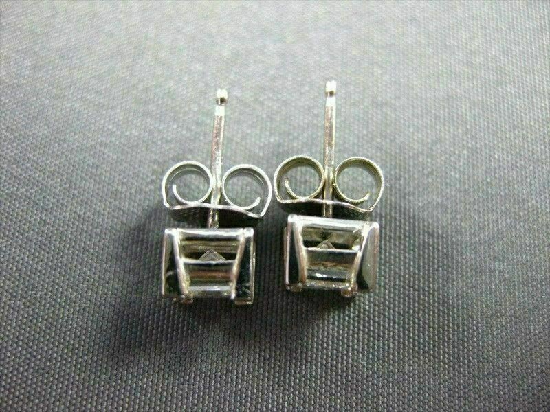ESTATE .80CT DIAMOND 14KT WHITE GOLD PRINCESS CUT STUD EARRINGS H VVS/VS #5975