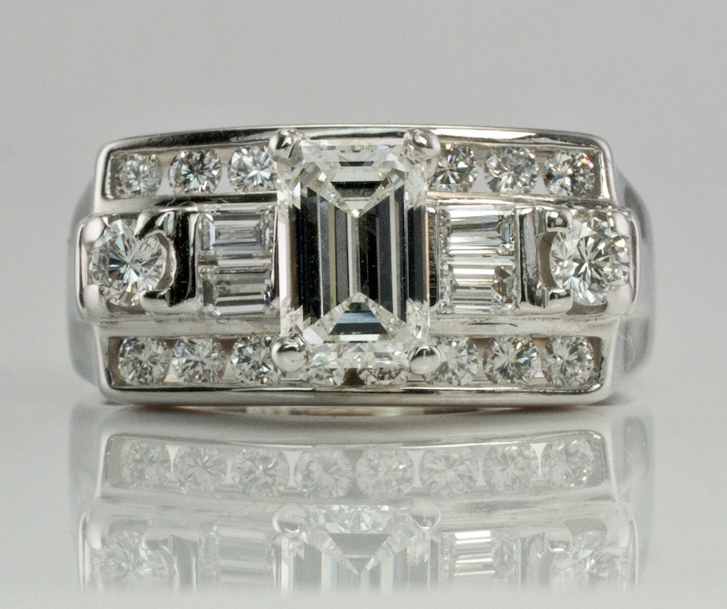 Natural Diamond Ring 14K White Gold Band 1.14 TDW Engagement Estate