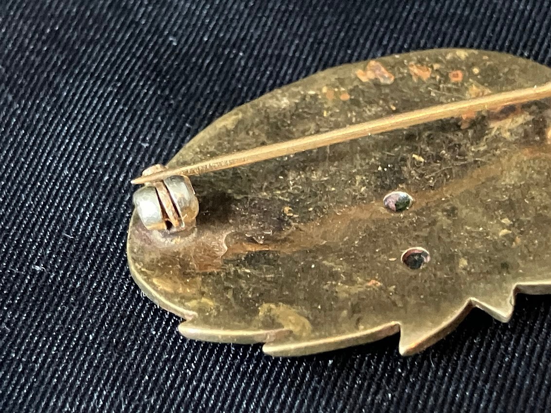Vintage Leopard Brass Brooch Safari Jungle Lapis Lazuli Gold Wash Artisan Pin