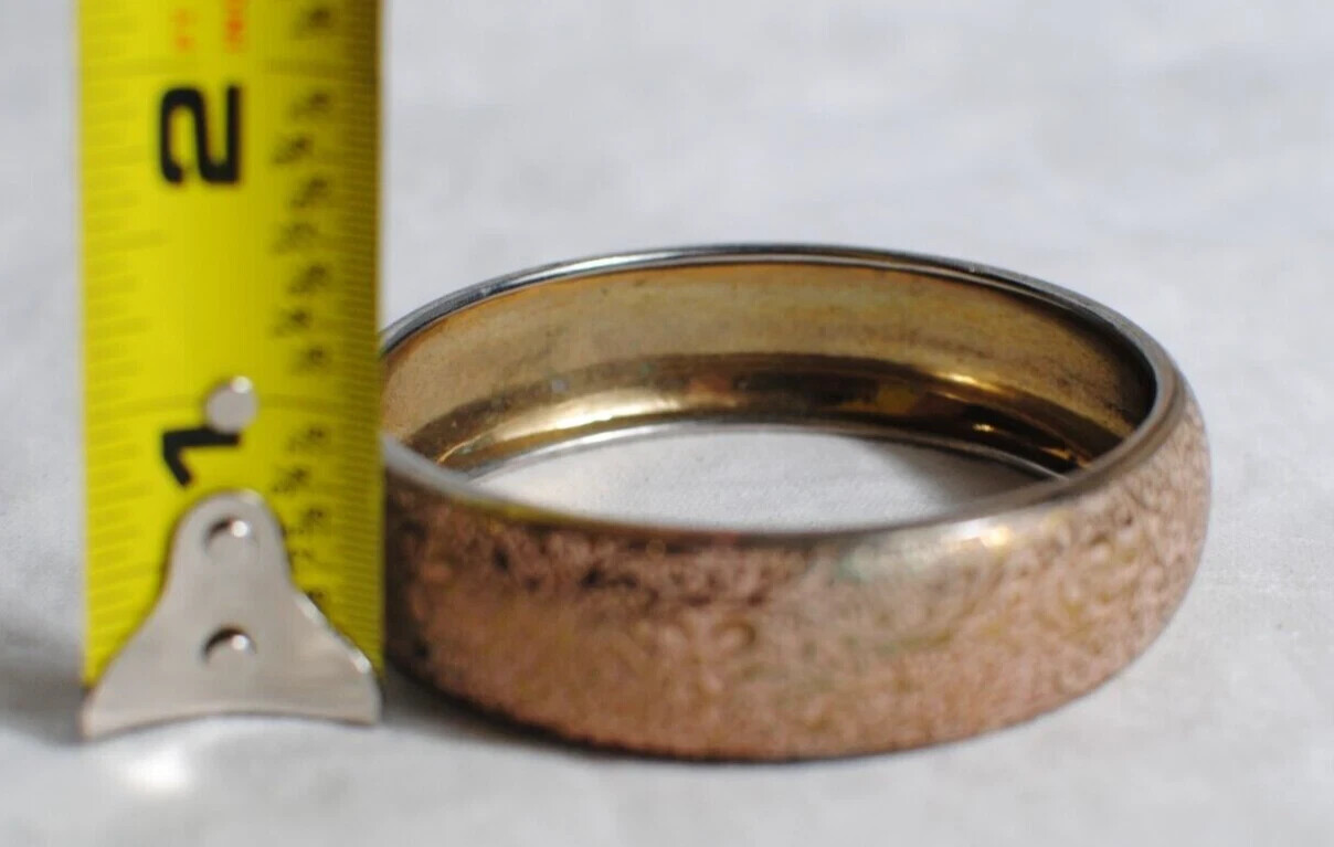 Vintage Rose Gold Copper Tone Wide Floral Pattern Bangle Fashion Bracelet 6 in