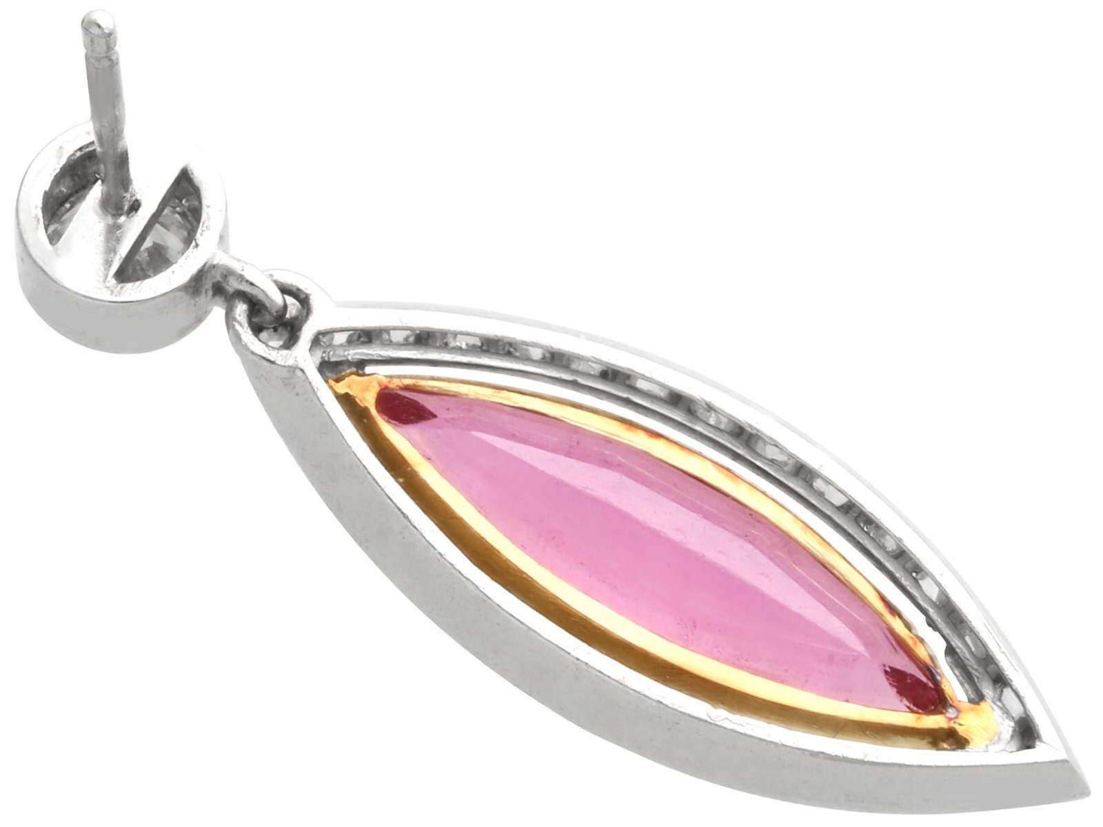 5.60Ct Pink Tourmaline and 1.10Ct Diamond, Platinum Drop Earrings Circa 1925
