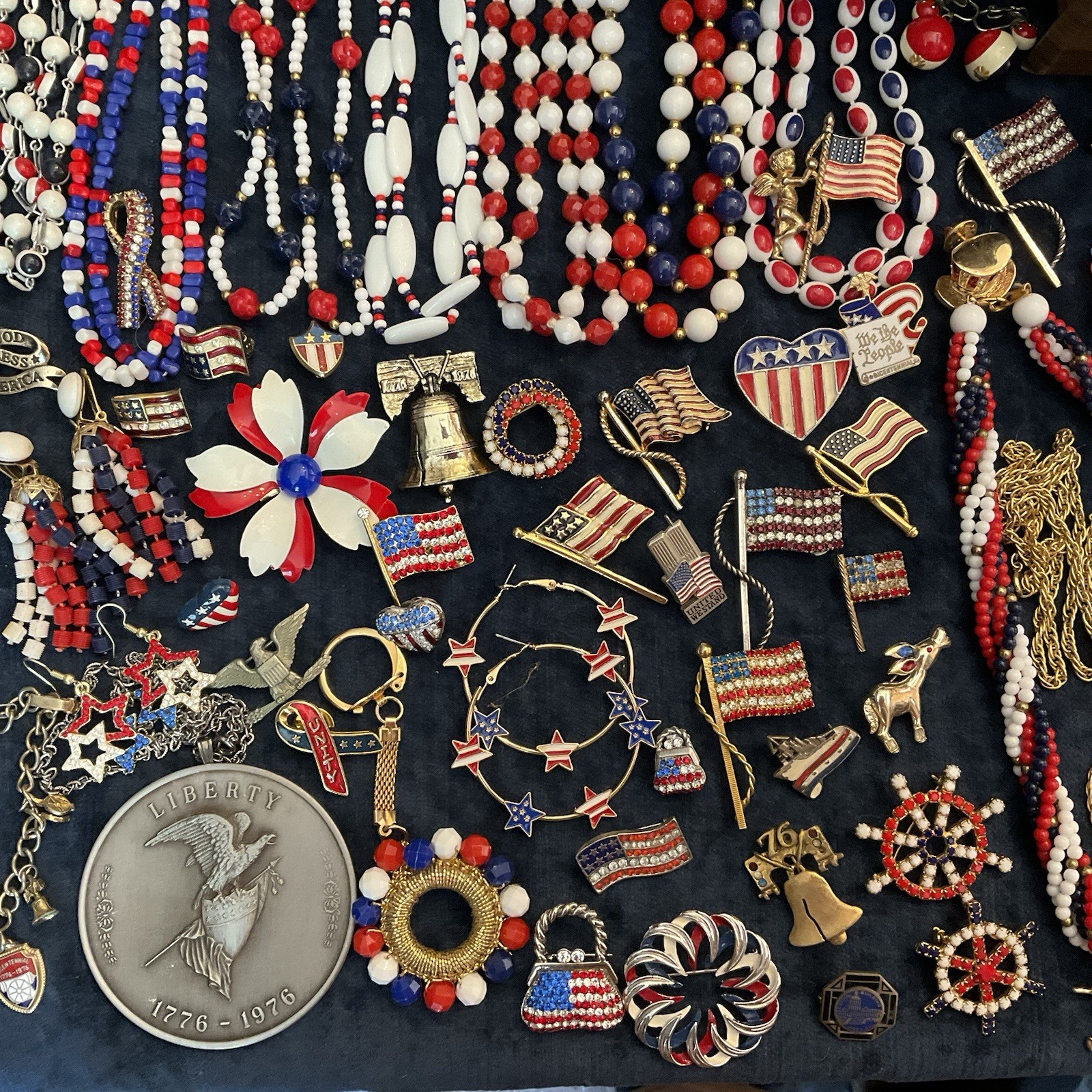 Vintage Lot Patriotic Forth Of July Red White Blue Jewelry Sarah C Monet Emmons