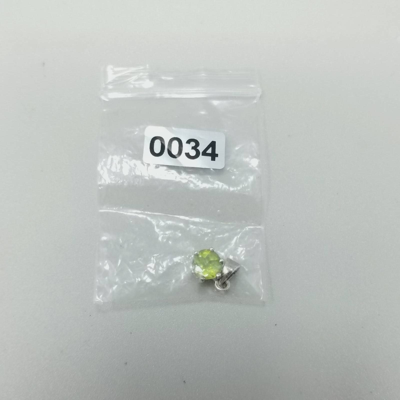Vintage Sterling Silver Lime Green Peridot Pendant Small Round Prong Set