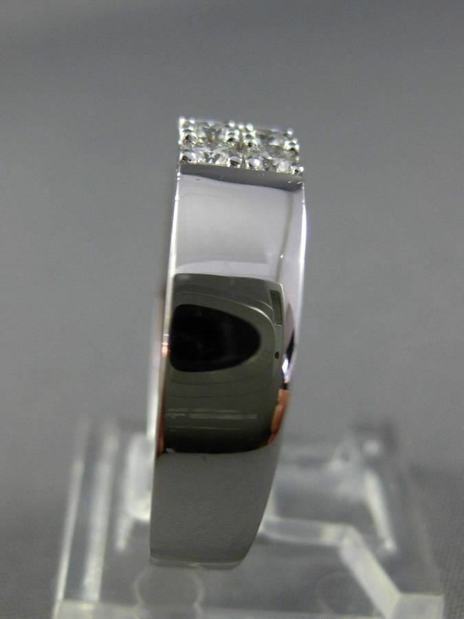ESTATE .26CT DIAMOND 18K WHITE GOLD ROUND SQUARE 4 STONE MENS RING F/G VVS/VS