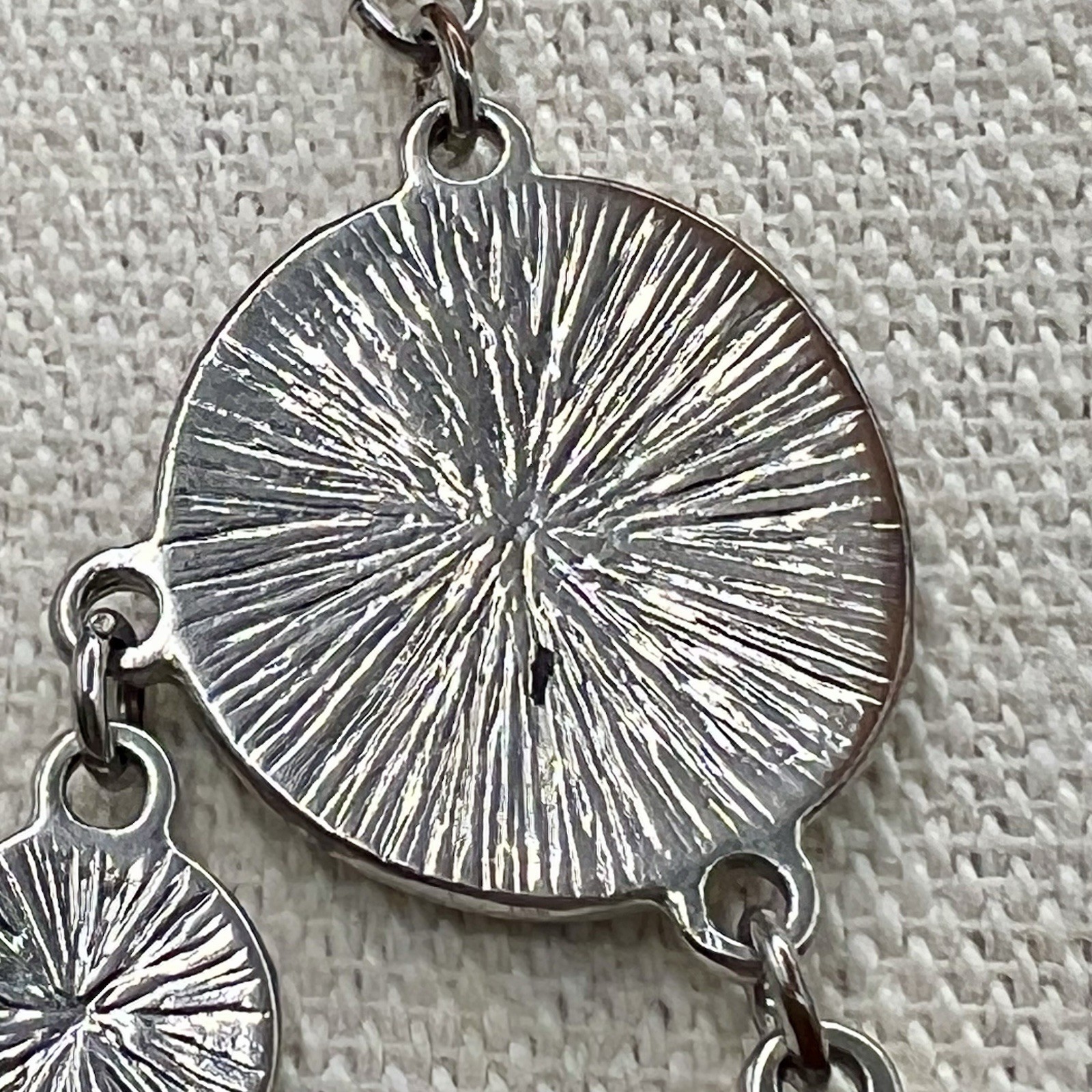 Vintage Brutalist Bib Necklace Silver Tone Disc Fringe Statement Adjustable