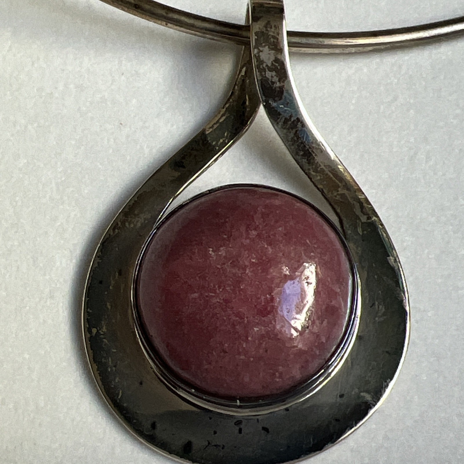 Vintage Dominique Dinouart 925 Pendant Pink Rhodonite #JM20
