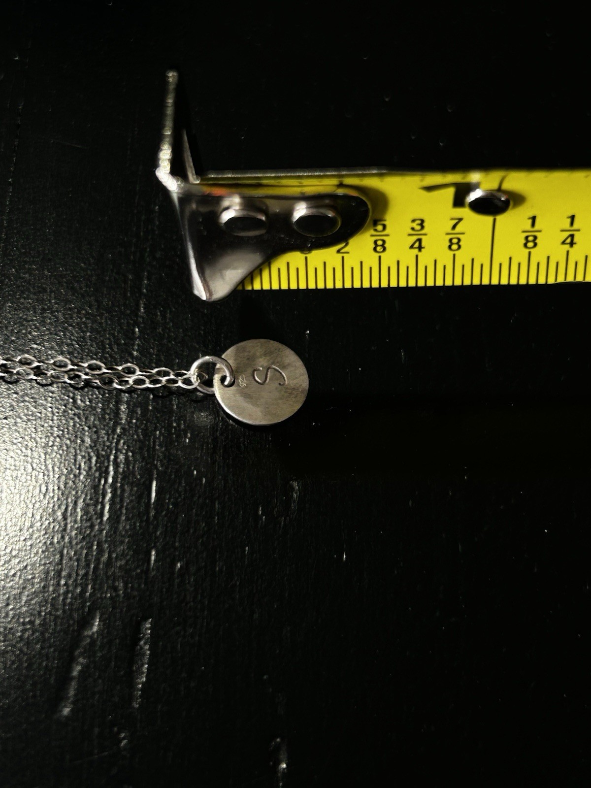 Vintage Silver 925 Necklace Hammered S Pendant 17” Chain Circle