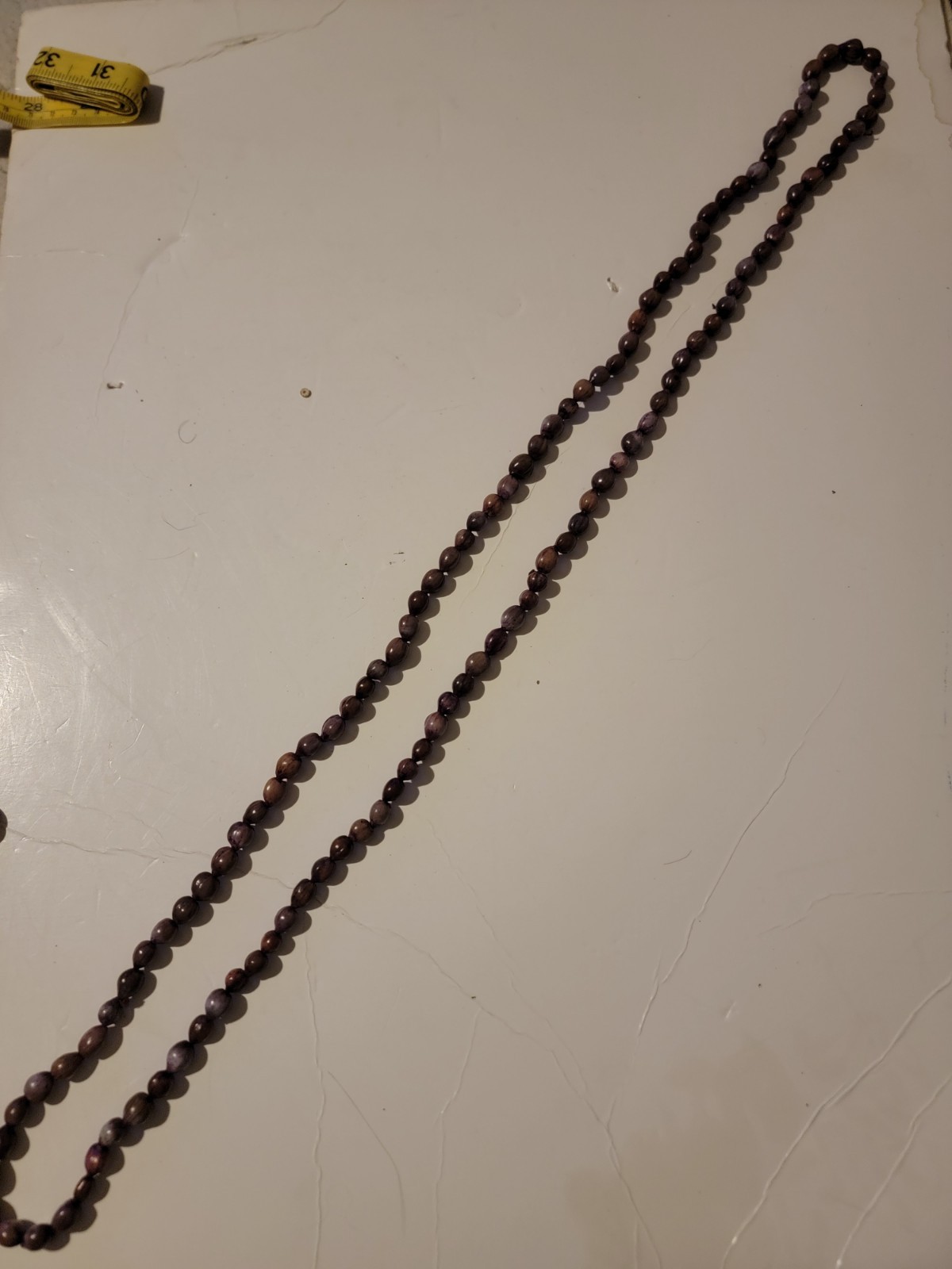 Polished Stone Bead Necklace Beaded Pink Purple Red Vintage