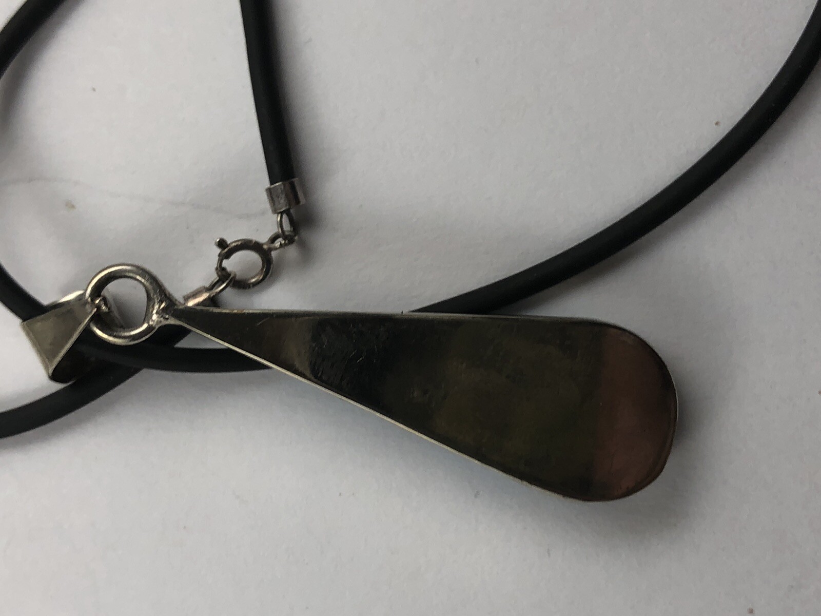 Vintage Sterling Silvet Turqouse Drop Necklace Rubber Choker