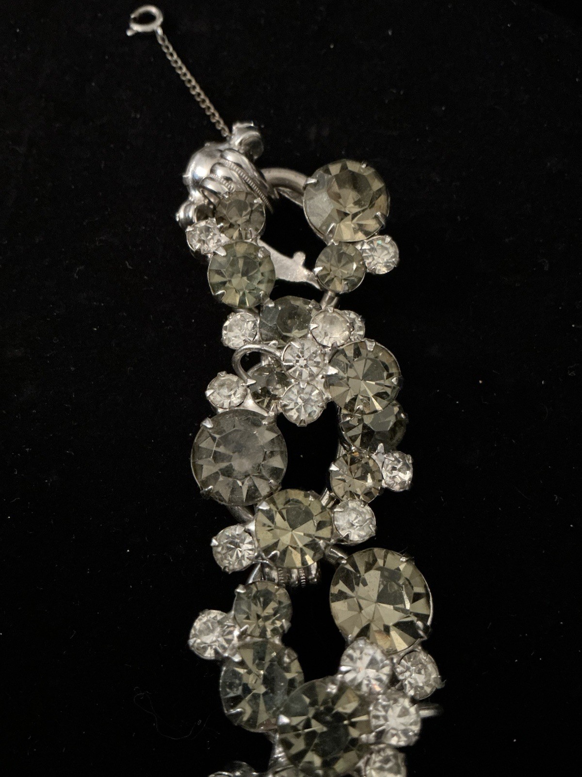 Vintage D&E Juliana Smokey Gray And Clear Chunky Rhinestone 5-link Bracelet