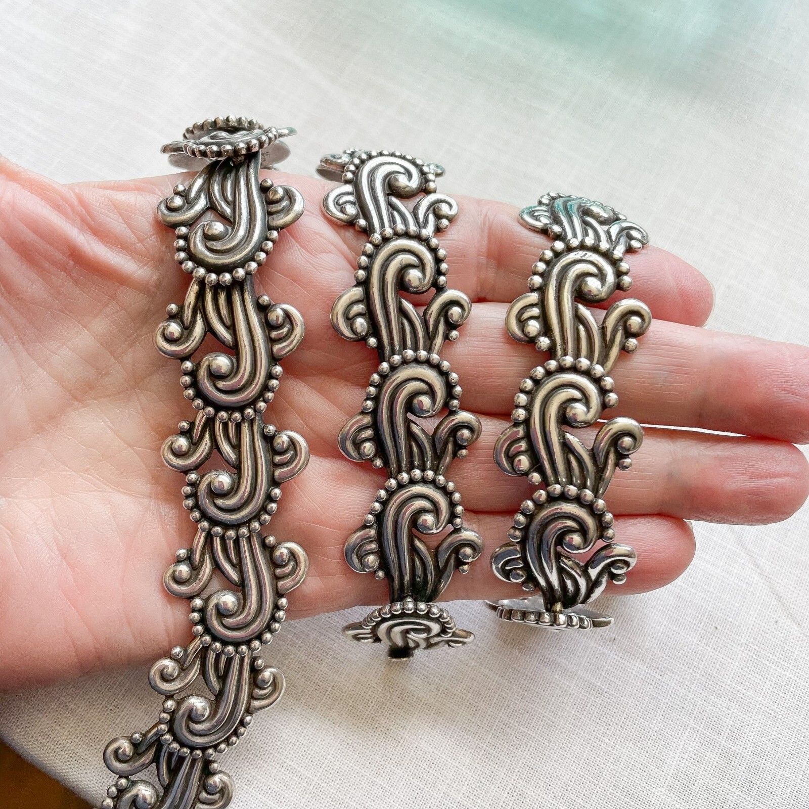 VTG Los Castillo Necklace/Bracelet Set #341, Sterling Taxco Mexico 2 Piece Set
