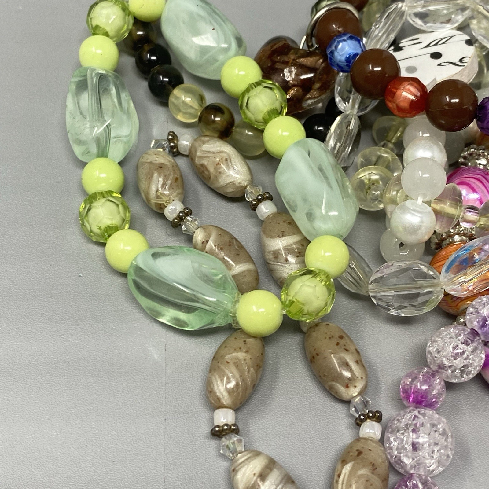 Acrylic Beaded Bracelet Lot Stretch Craft Multicolor Chunky Lot of 10