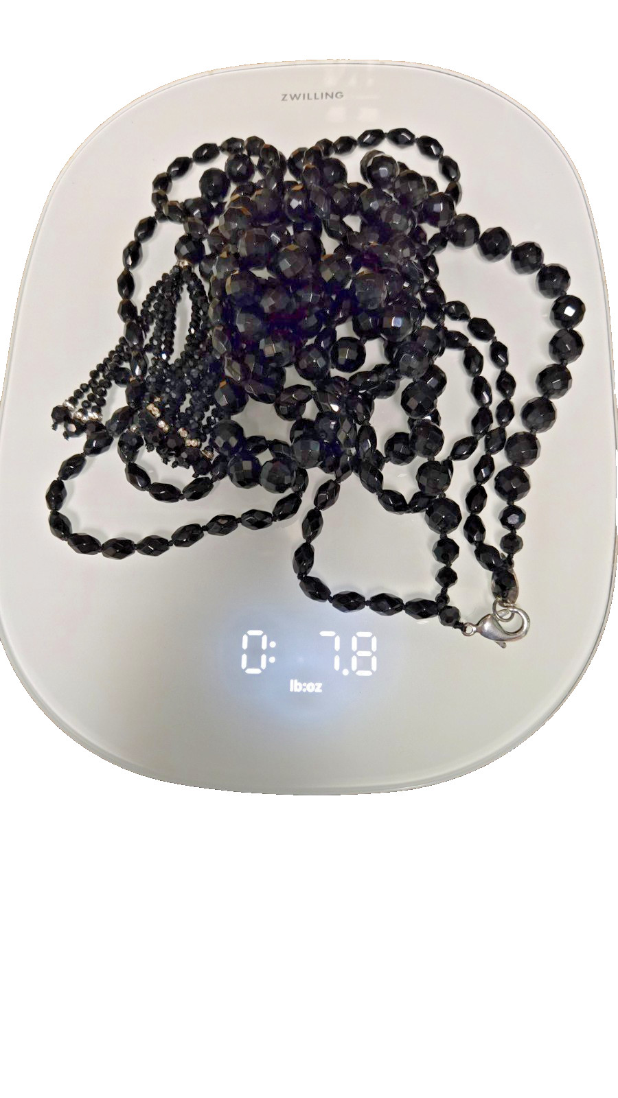 Coldwater Creek Black Flapper Necklace Glass Bead Rope Opera Lariat Sautoir VTG