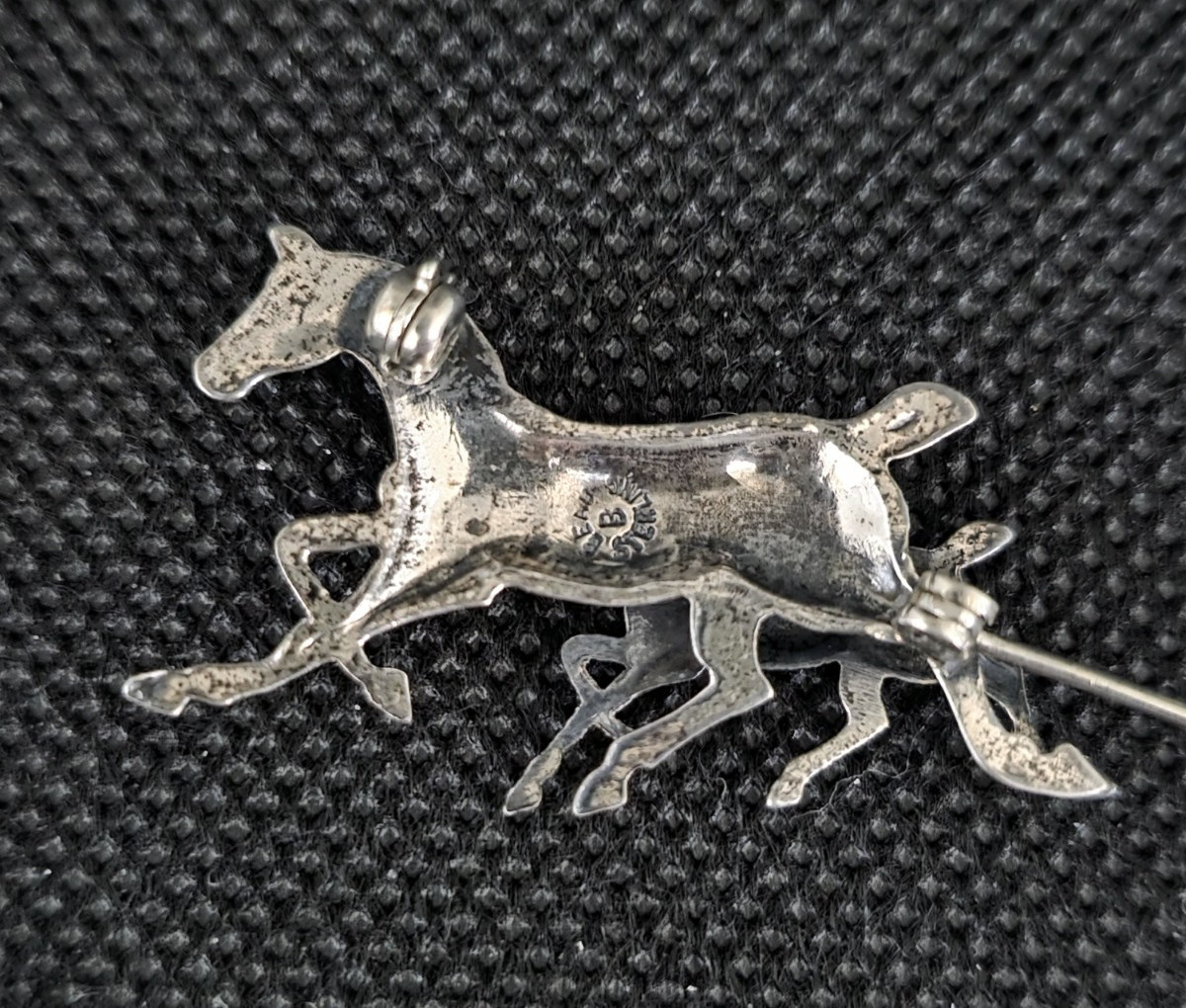 Vintage Beaucraft Running Horse Mare & Foal Brooch Pin 925 Sterling Silver 1.5″
