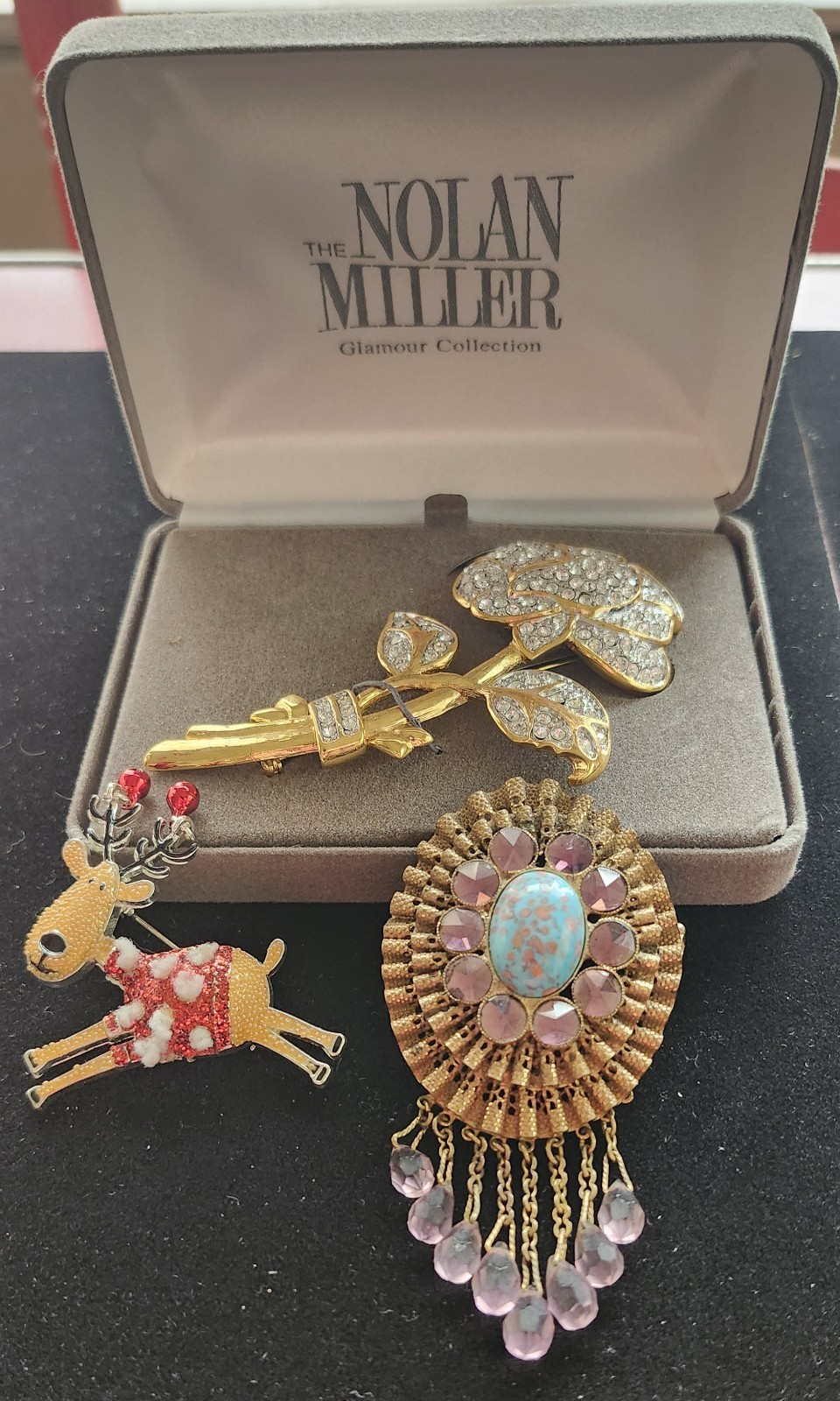 3 Vintage Brooches Nolan Miller (1992) Kandell & Marcus (1940-1950) N&RNY (1980)