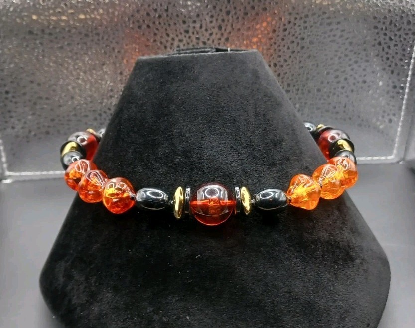 Vintage Tortoise Shell Acrylic & Plastic Bib Necklace