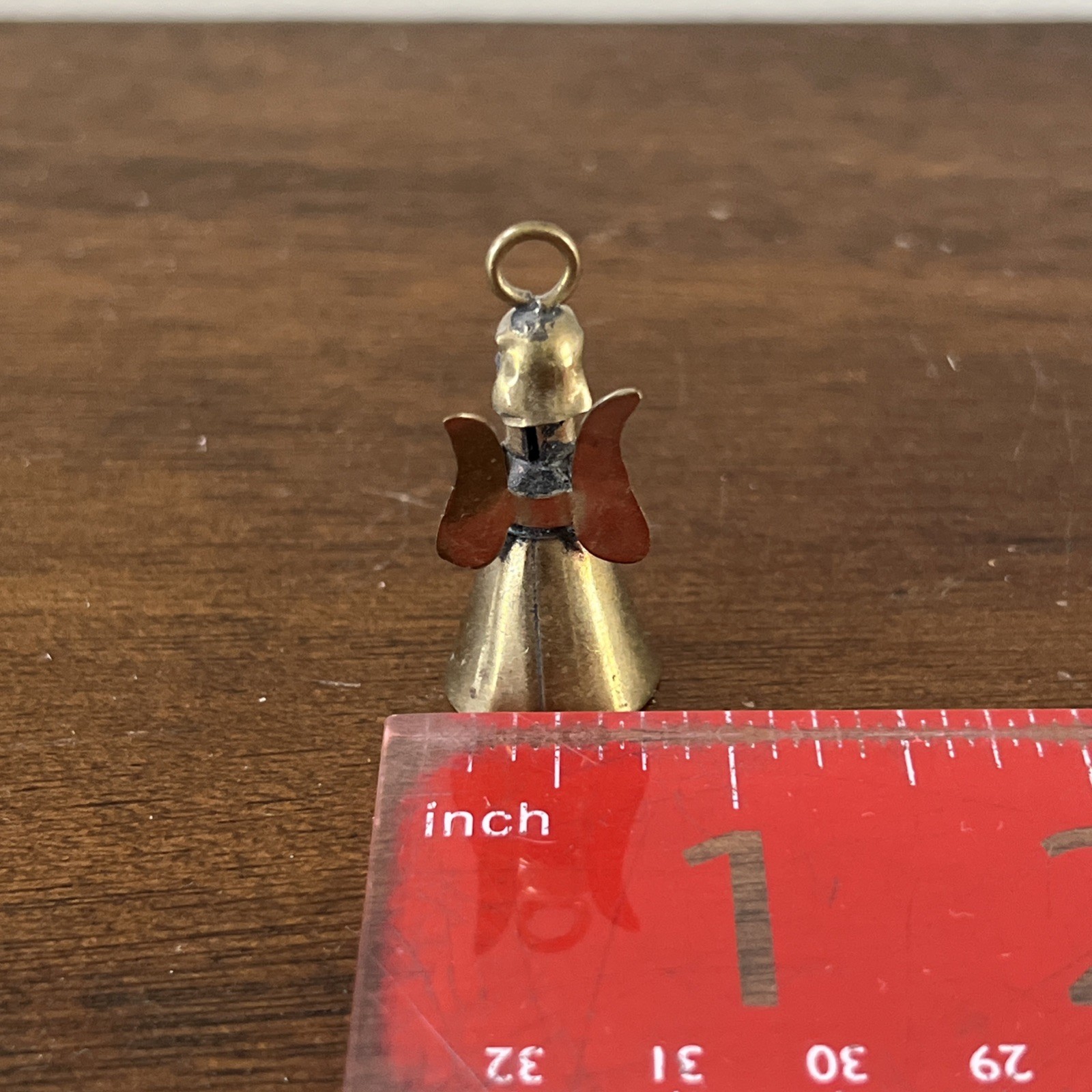 Vintage Brass Angel Pendant Bell 1.5”