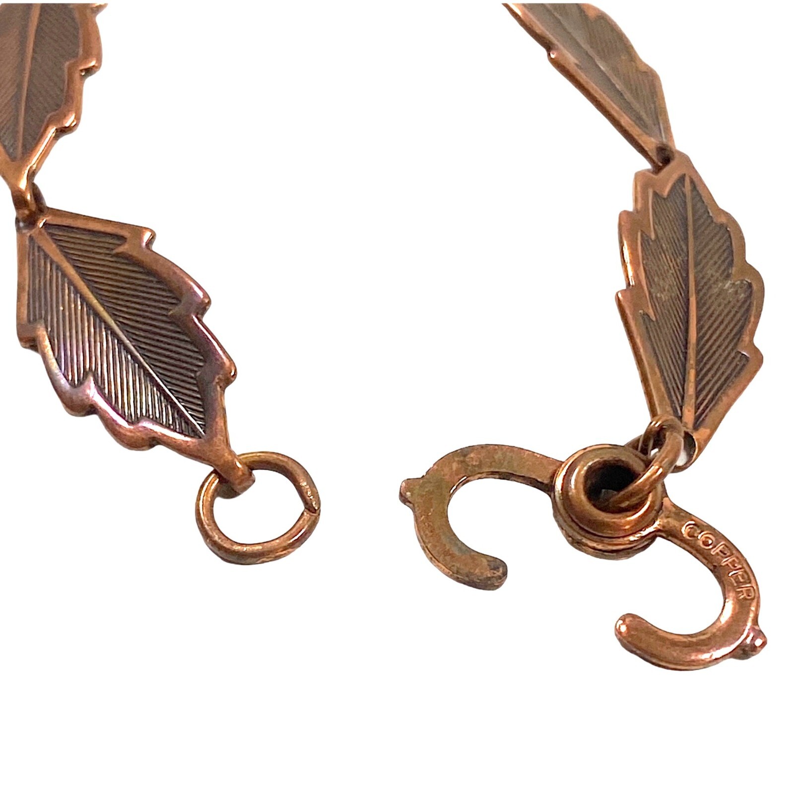 Vintage Copper Bracelet 8” Western Oak Leaf Link Bohemian Indie Cowgirl Gift