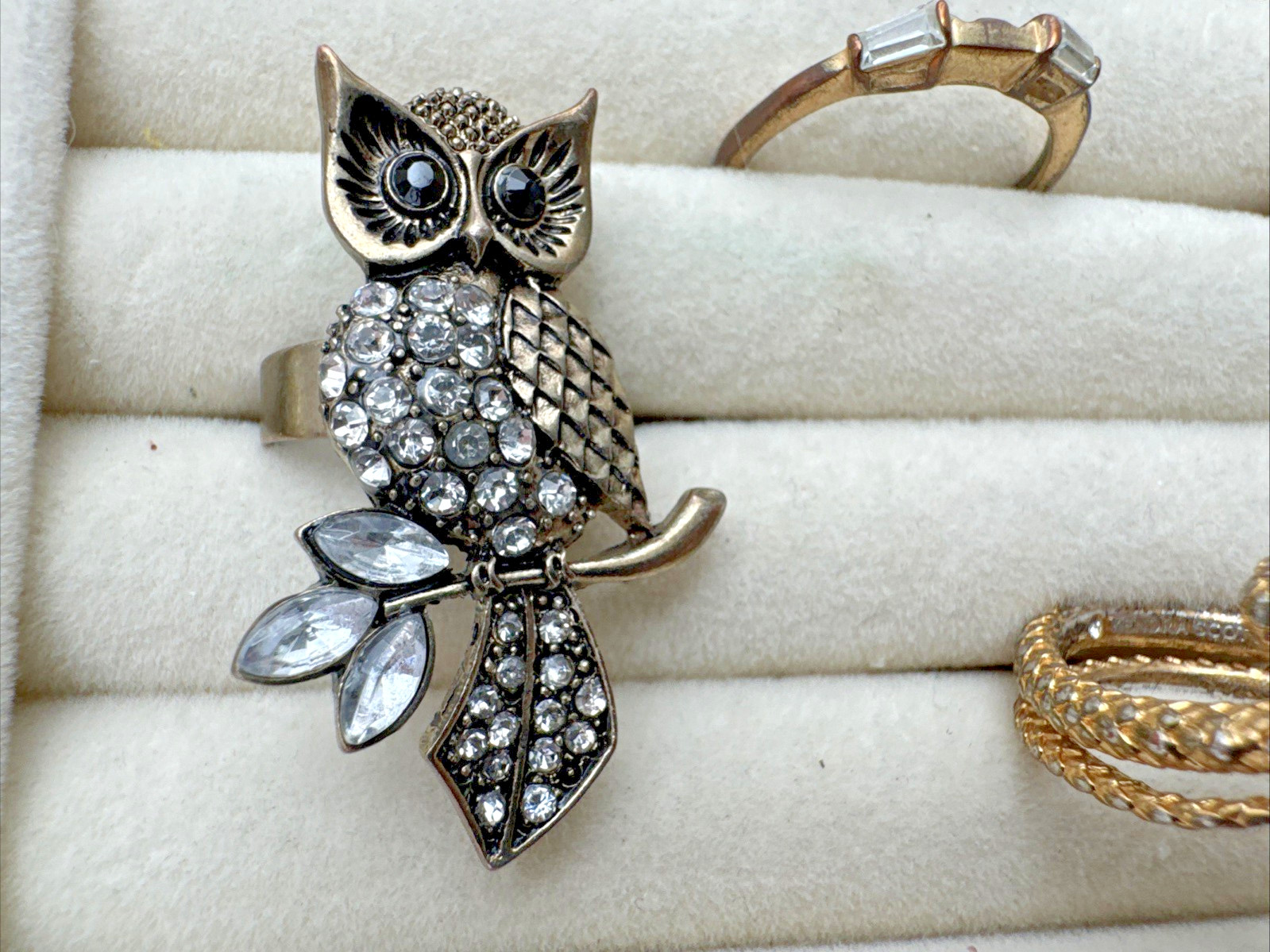 VTG-now Gold RINGS Jewelry Lot Chunky 90s 2000s Y2K boho owl snake flower glitzy