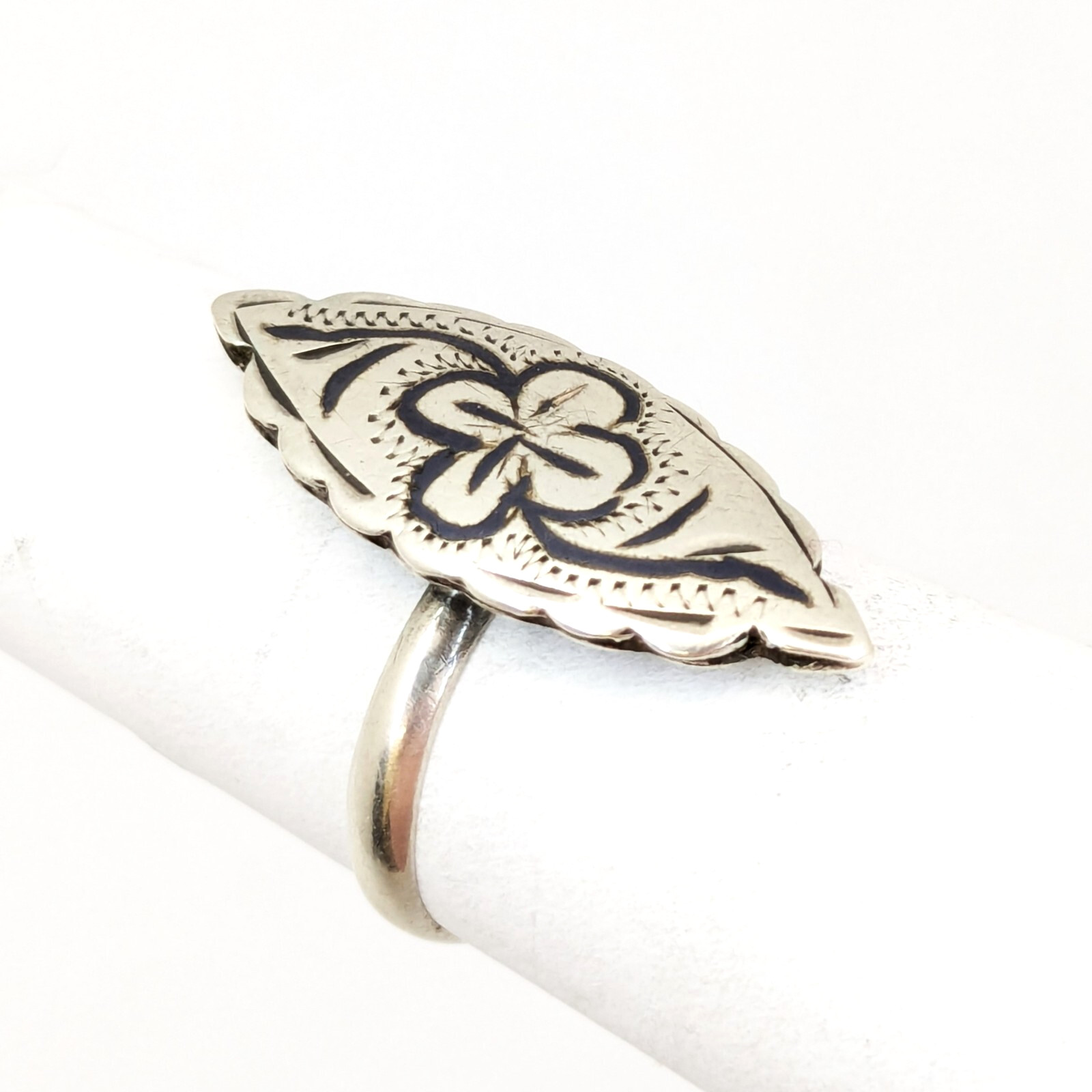 Vintage RING Silver⭐925 stamp Star USSR with Blackening -size: 7US (17.5mm)| #20