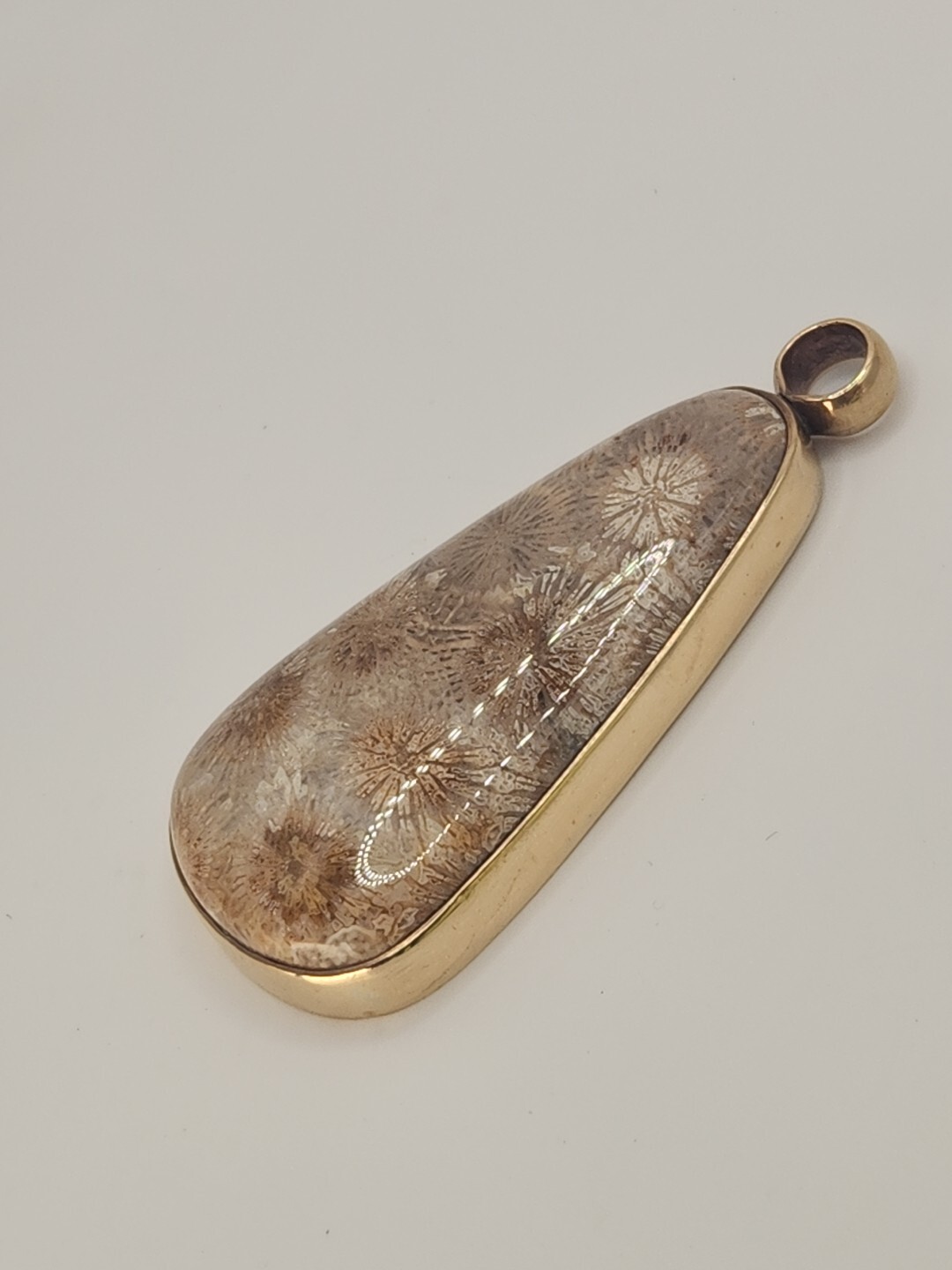 STEPHEN DWECK Large Vintage 2002 Fossil Coral Stone Bronze Pendant. Unique