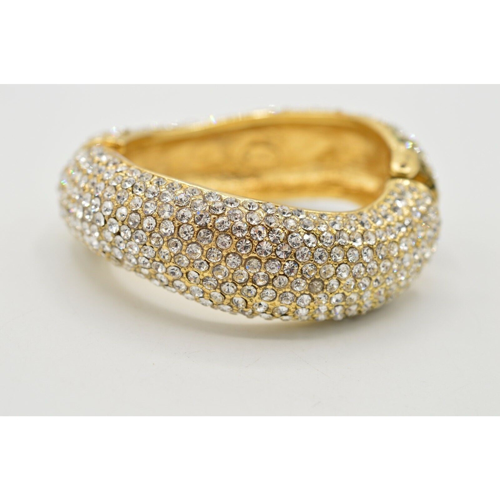 Amrita Singh Chunky Bangle Bracelet Sparkling Rhinestone Crystal Signed BinO