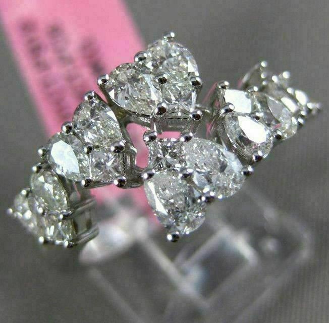 ESTATE WIDE 1.53CT DIAMOND 18KT WHITE GOLD 3D CRISS CROSS MULTI HEART LOVE RING