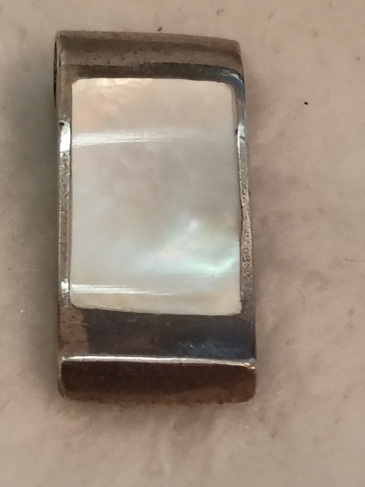 Vintage 925 Sterling Silver Slider Pendant w/Mother Of Pearl Inlay