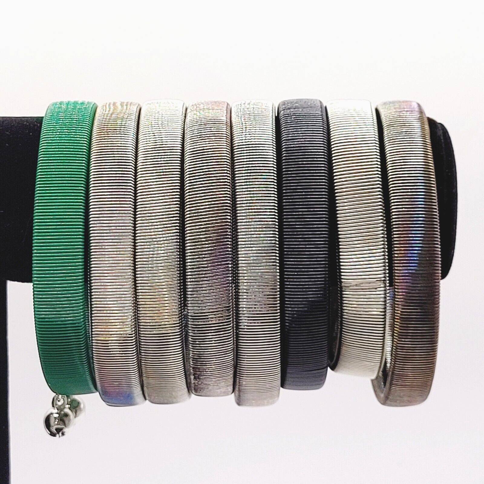 8 Slinky Stretch Coil Shirt Garter Band Style Vintage Bracelet Costume Jewelry