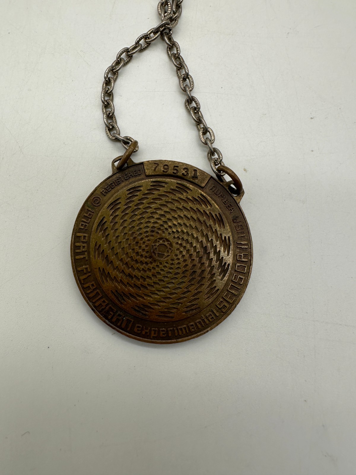 Vtg 1976 Pat Flanagan Sensor Medallion II Necklace HSN Experimental Hieroglyphic