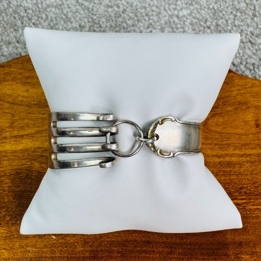 Vintage Silverware Curled Tip Fork Bangle Silverplate Bracelet