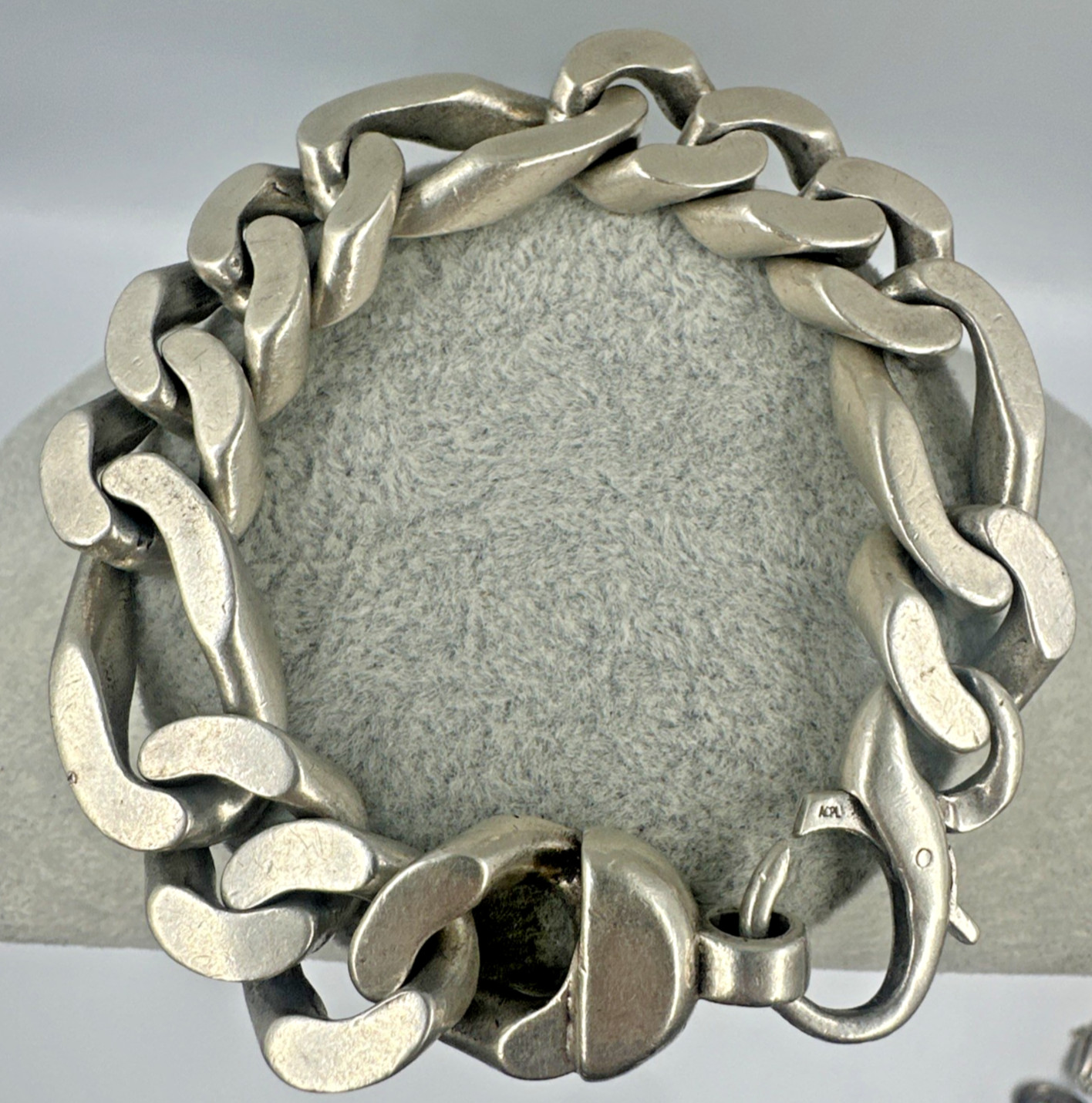 Extraordinary Huge 128g Sterling Silver Figaro Chain Bracelet 16mm 9” Mens Vtg