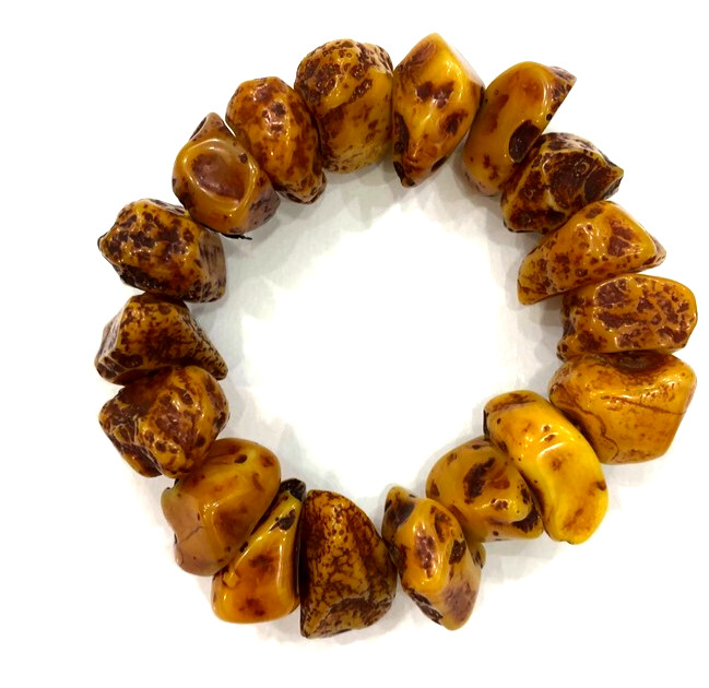 Opulent Natural Amber Powder Beaded Bracelet Vintage Luxury Boho Chic Jewelry