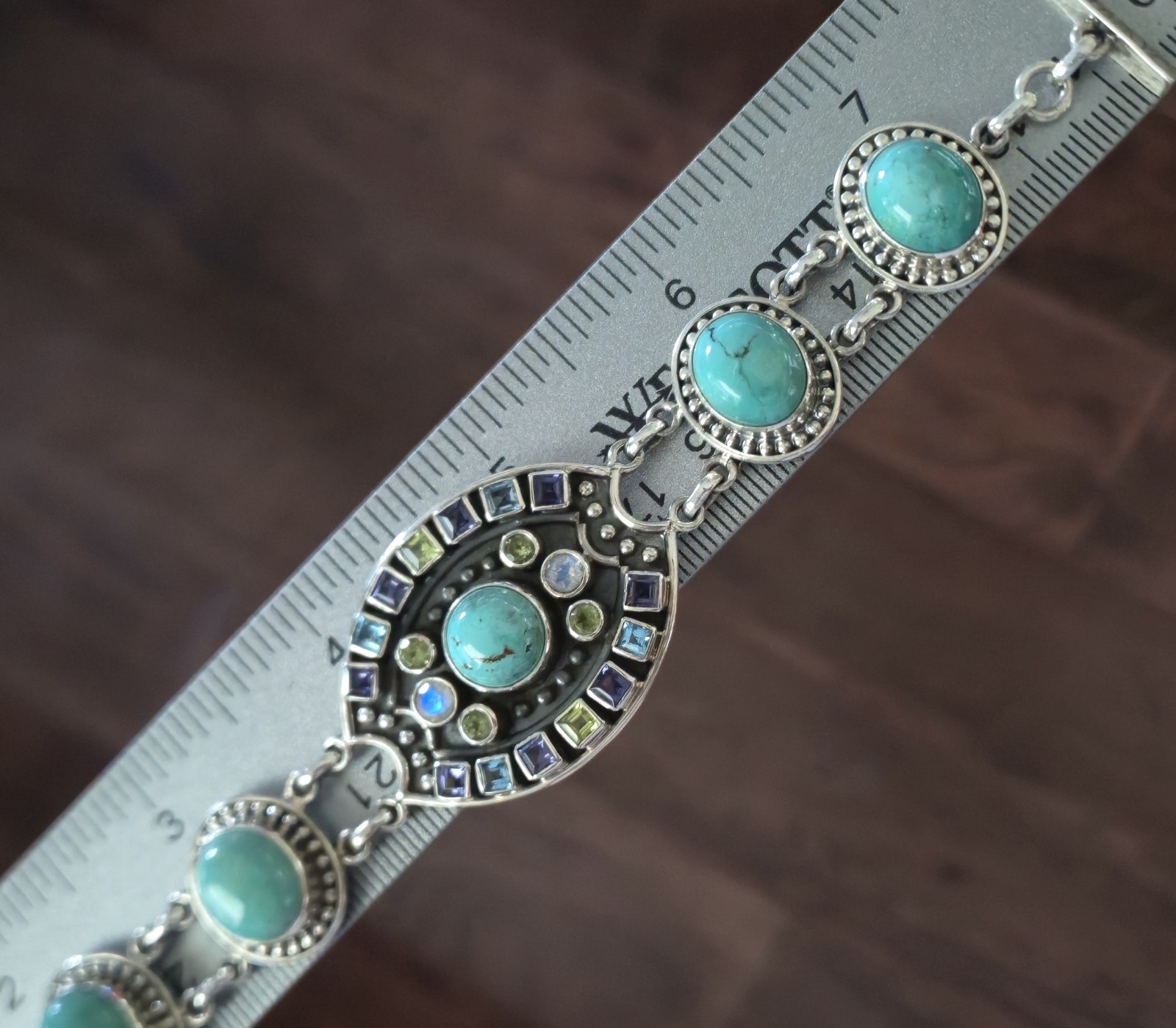 Nicky Butler LIMITED EDITION RAJ COLLECTION 925 Sterling Silver Bracelet 7.75″🩵