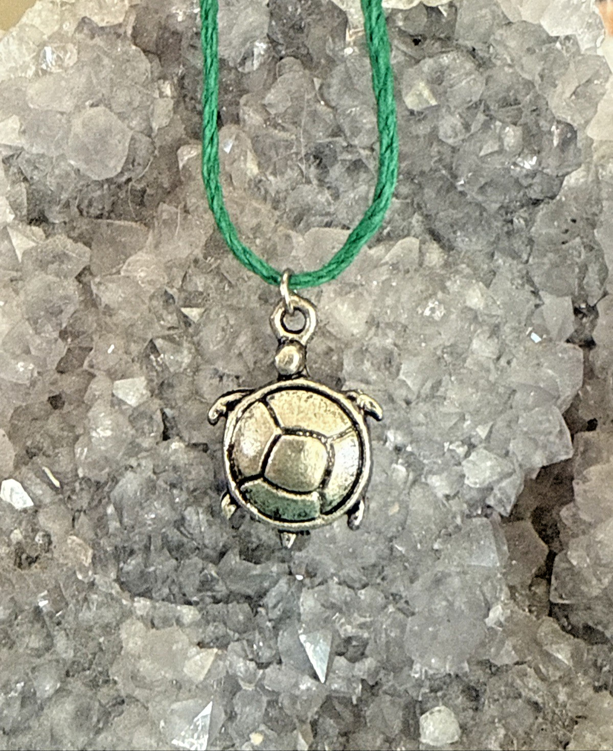 TURTLE CHARM Dainty Necklace Hemp Cord Boho Beach Ocean Tibetan Silver Tone