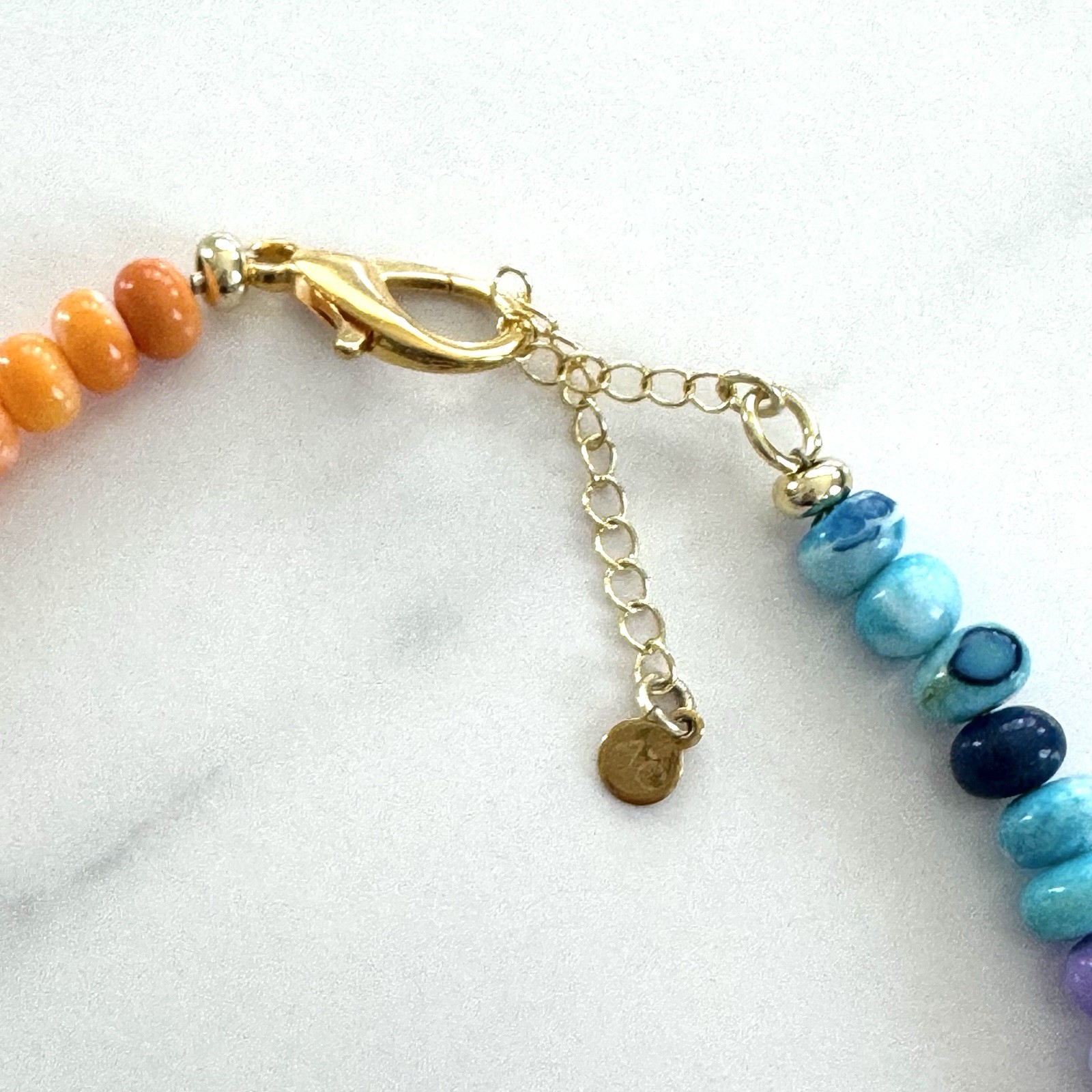 AC Rainbow Candy Collar Necklace Agate Opal Quartz Gemstone Beads 16” + 2” Ext