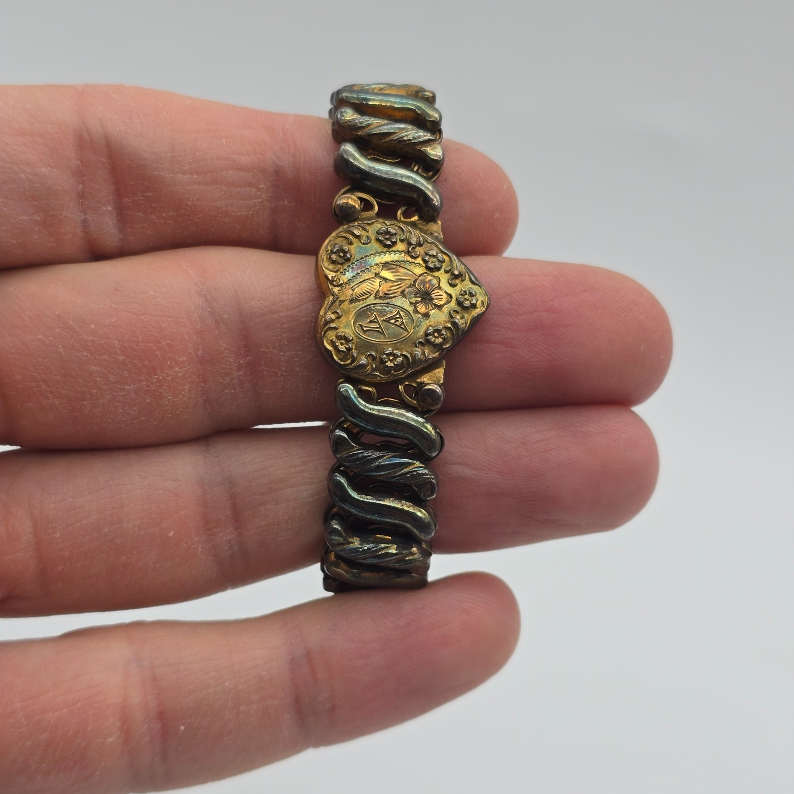 VTG Carmen Deluxe Sweetheart Floral Gold Filled Expanding Bracelet – LA Initials
