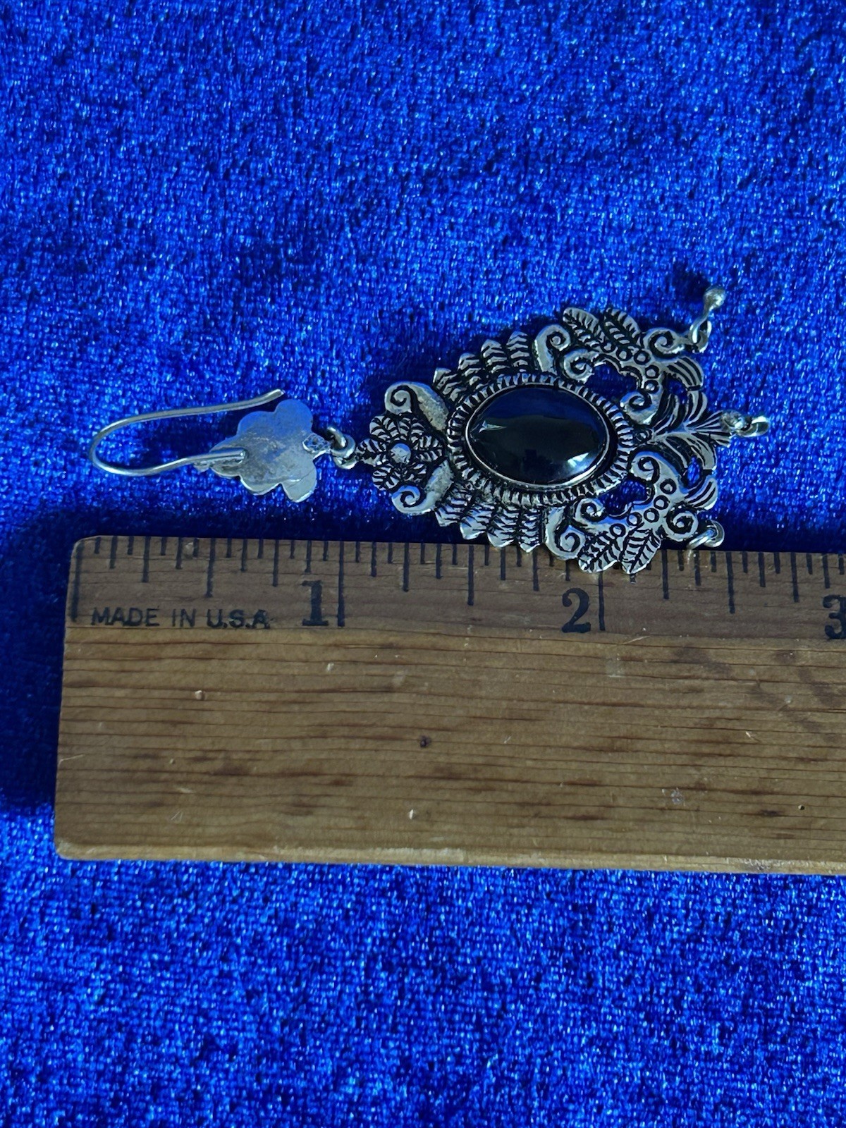 Vintage Estate Sterling Silver & Glass Handmade Chandelier Pierced Earrings Big