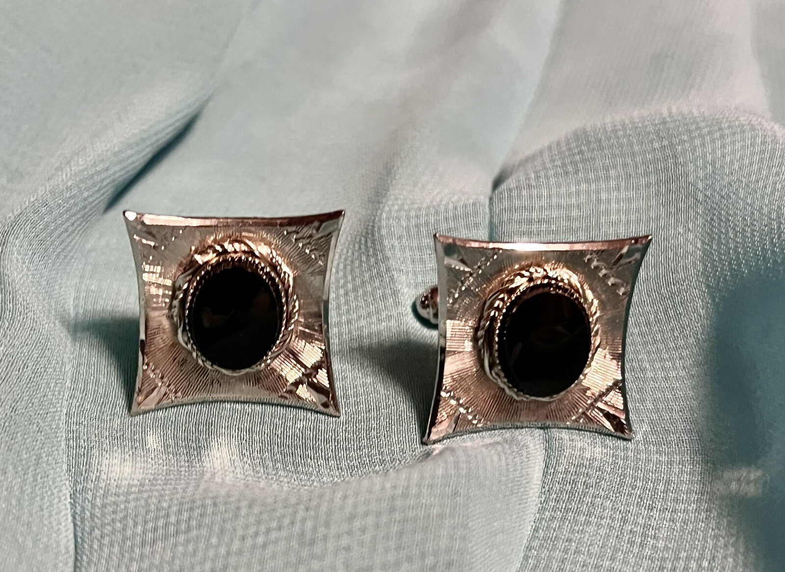 Vintage Sterling Silver Hadley Onyx Cufflinks