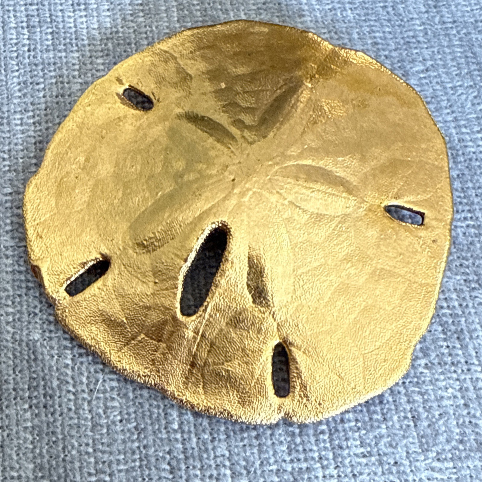 Vintage Large Brooch Pin Sand Dollar Gold Plated Estate Jewelry