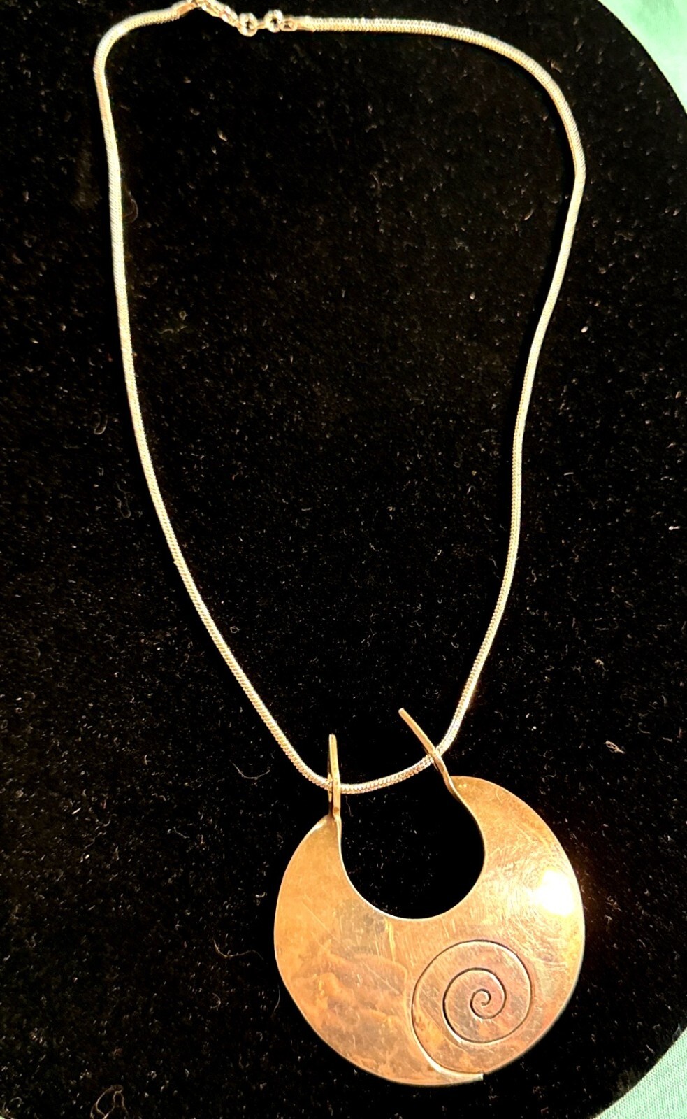 Vintage Dominique Dinouart 925 Sterling Silver Spiral Pendant Designer Necklace