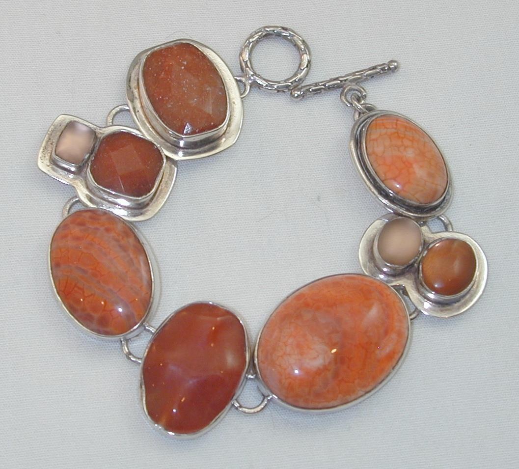Amy Kahn Russell AKR Bracelet Agate Jade Shades Of Peach Rust