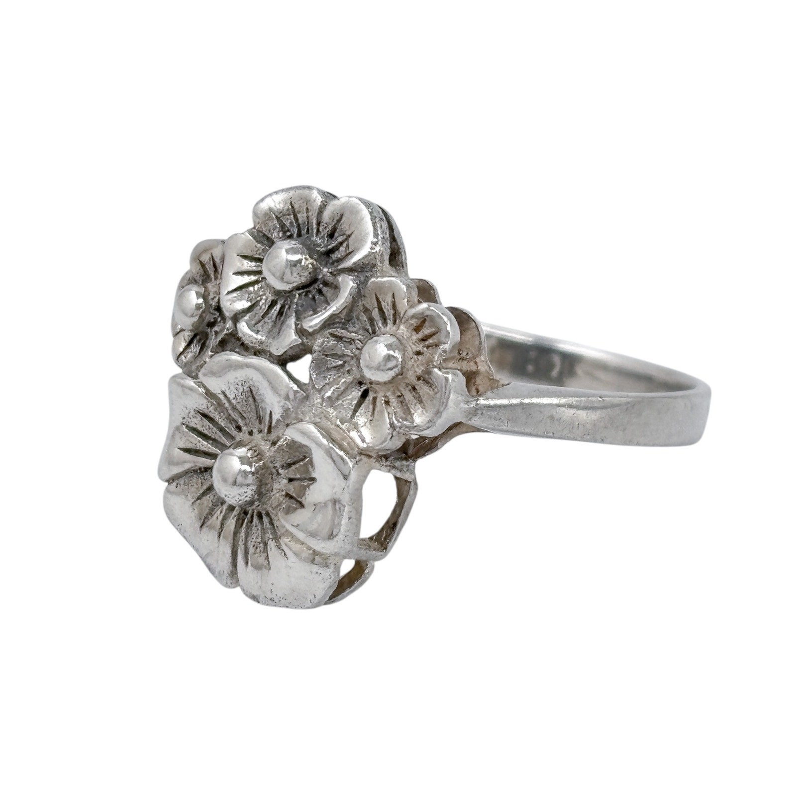 Vintage Sterling Silver 925 Floral Cluster Ring Size 9.5