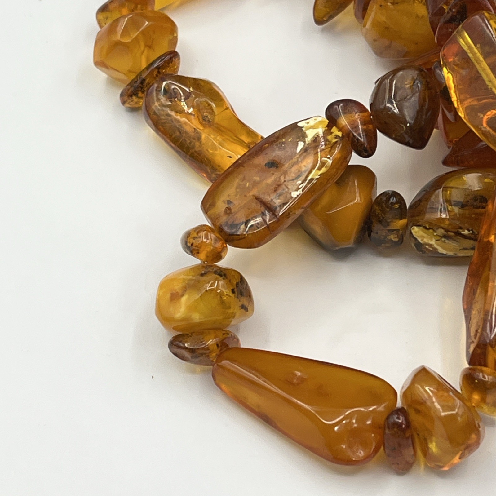 Baltic Honey Cognac Amber Chunky Bead Necklace 32″ Vintage