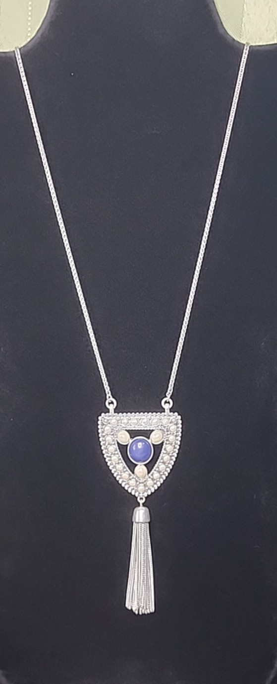 Lucky Brand x Milagro Indigo Ranch Tassel Necklace 29″+2″ Western Boho