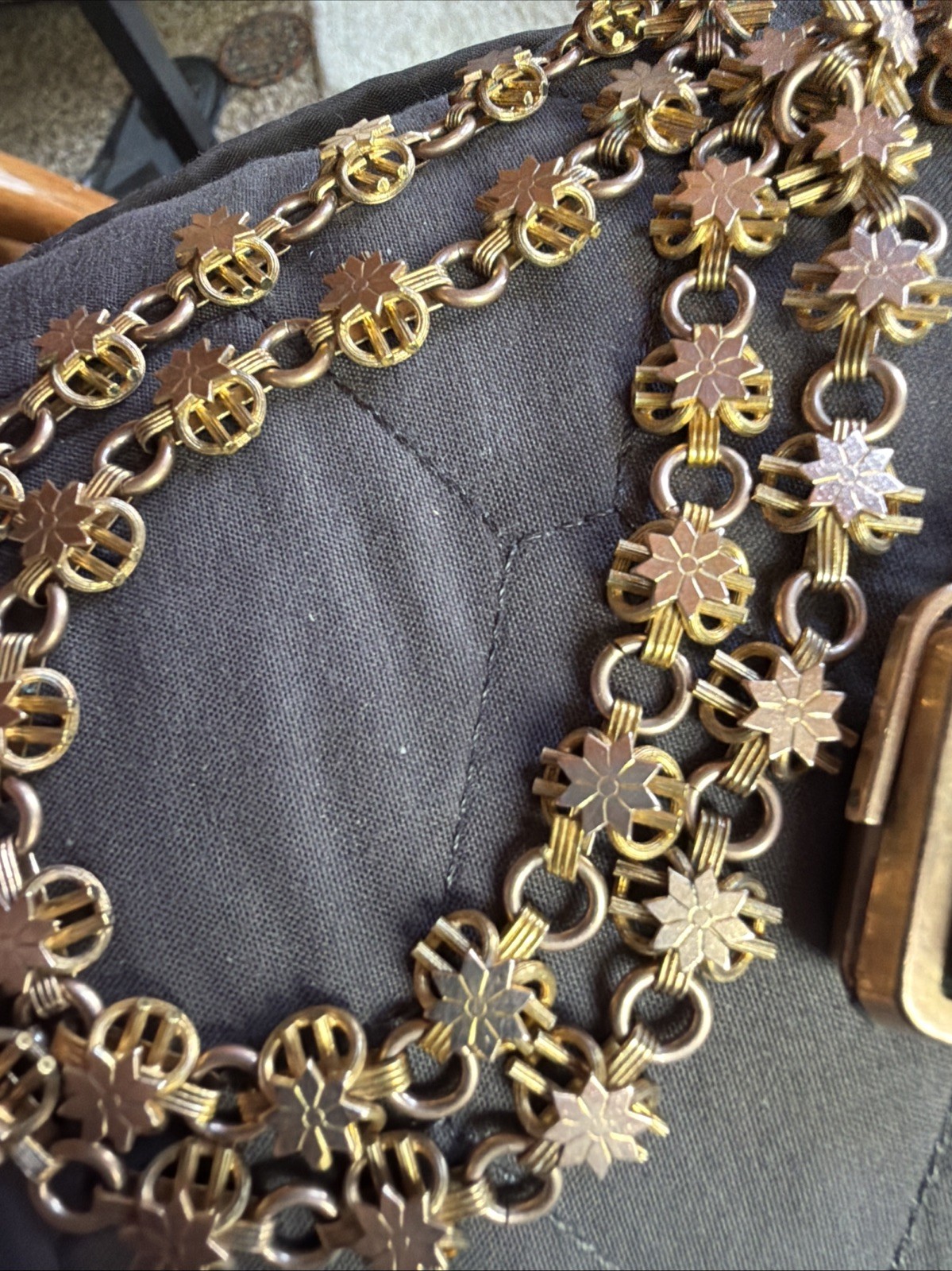 Victorian Lovely 59g Gold Fill Book Link Necklace GF Agate Bloodstone Locket Fob