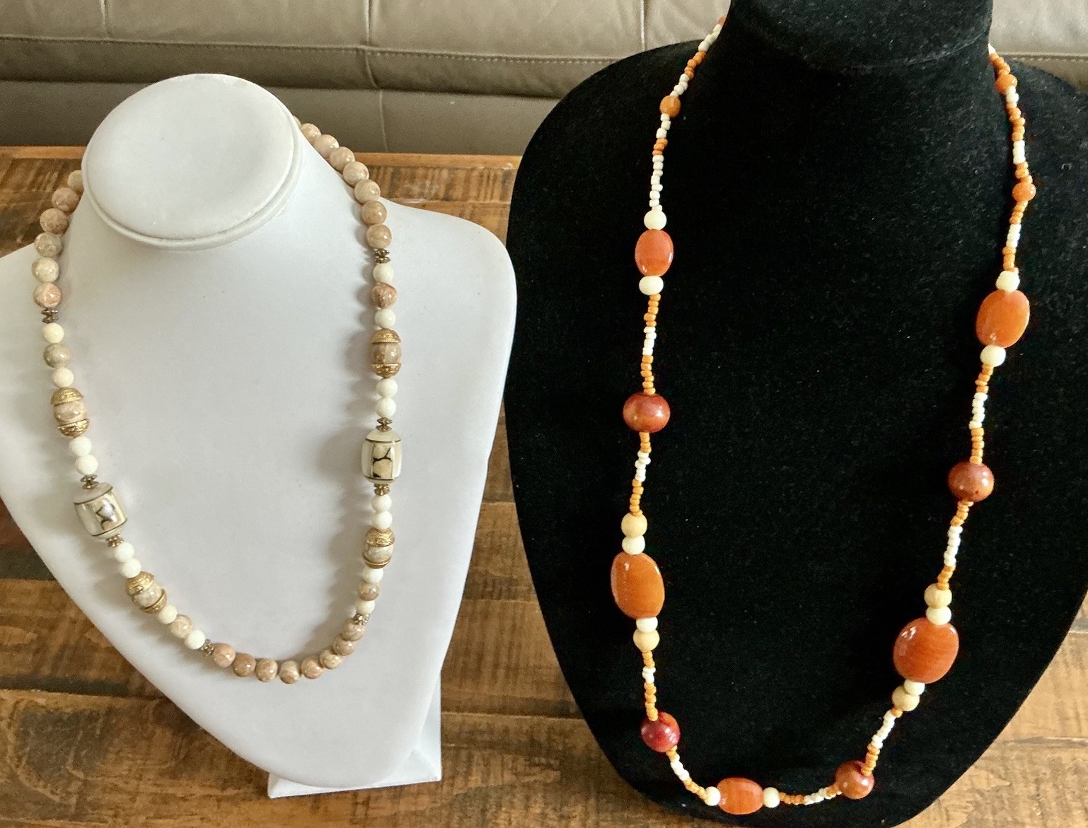 Vintage Stone Bead Necklace Lot Of 10 Southwestern Style Boho Nice Variety