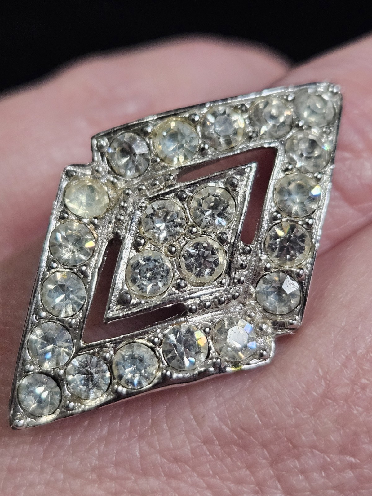 Vintage Sarah Coventry Ring Silver Tone With Clear Or White Rhinestones Size 7